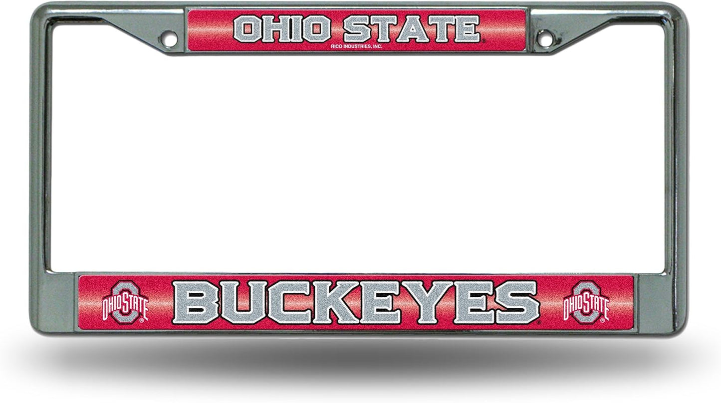 Rico Industries NCAA 12" x 6" Silver Bling Chrome Car/Truck/SUV Auto Accessory