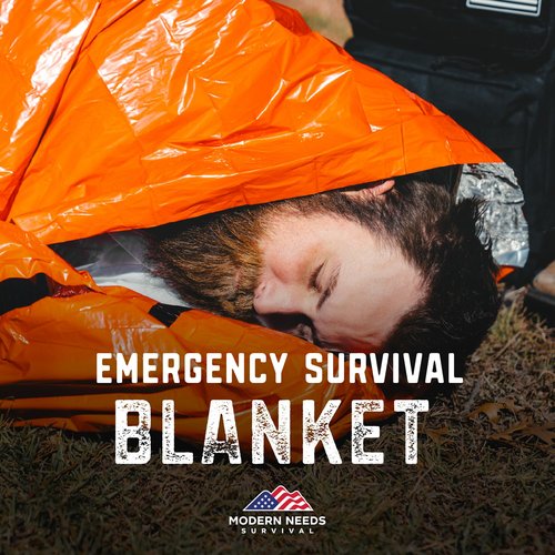 MODERN NEEDS Emergency Sleeping Bag – Thermal Blanket & Bivy Sack | Waterproof, Windproof, Tear-Resistant Shelter Emergency Blanket for Outdoor Use