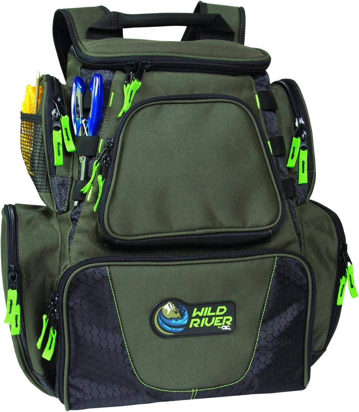 Wild River CLC WN3606 Multi-Tackle, Mulit-Pocket, Large Backpack, Fishing Bag, Without Trays