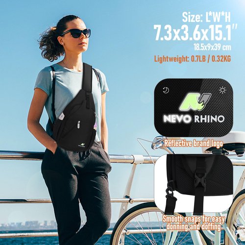 N NEVO RHINO Crossbody Sling Backpack Small Sling Bag, Hiking Daypack Chest Bag Travel Shoulder Bags with Anti-theft Pocket (Black)
