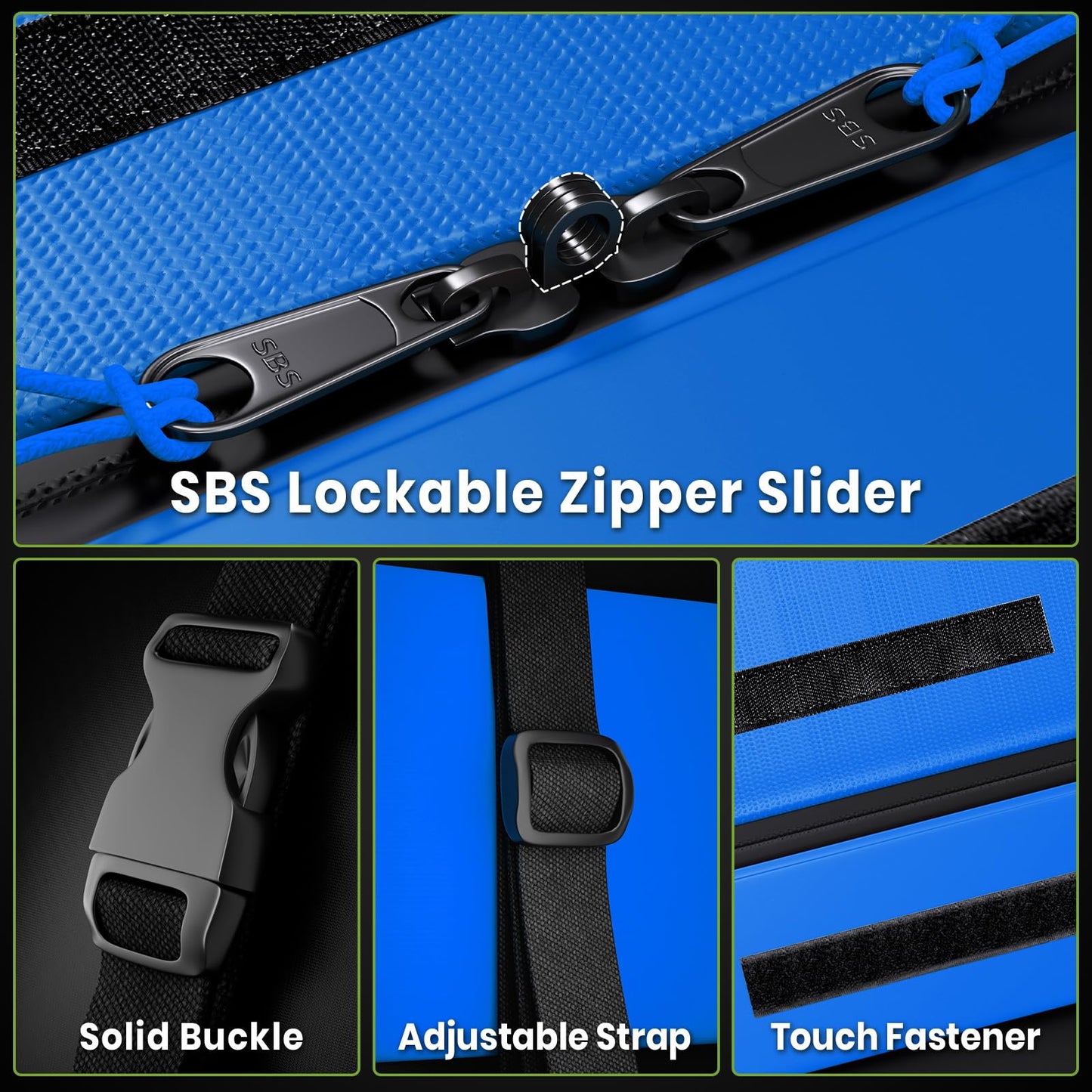 APTY 21 Cubic Feet Car Rooftop Cargo Bag Carrier, Soft Roof Top Luggage Bag for All Vechicles with/Without Racks - with Waterproof Zip, Luggage Lock, Anti-Slip Mat, Storage Bag, Door Hooks, Blue