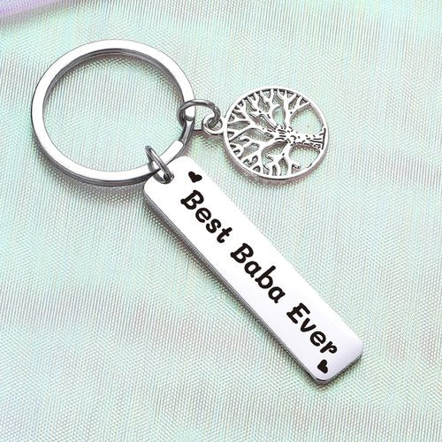 ZQEOU Baba Keychain Best Baba Ever Gift Fathers Day Jewelry For Birthday Keychain For Dad Gifts From Daughter Son Father Gifts Daddy Jewelry Baba Appreciation Keychain Grandpa Gift