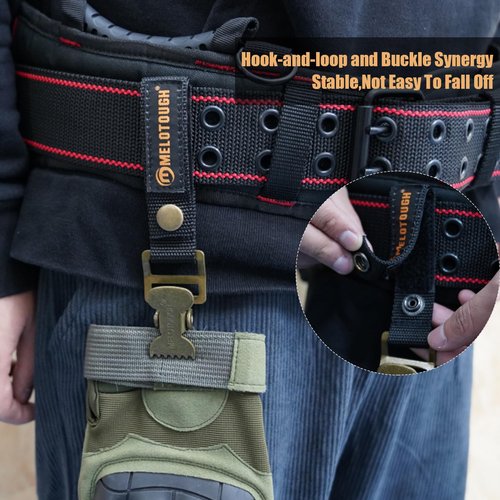 MELOTOUGH Tactical Glove Clips for Work Glove Holder Strap with Metal Alligator Clip for Construction (Black 2pcs)