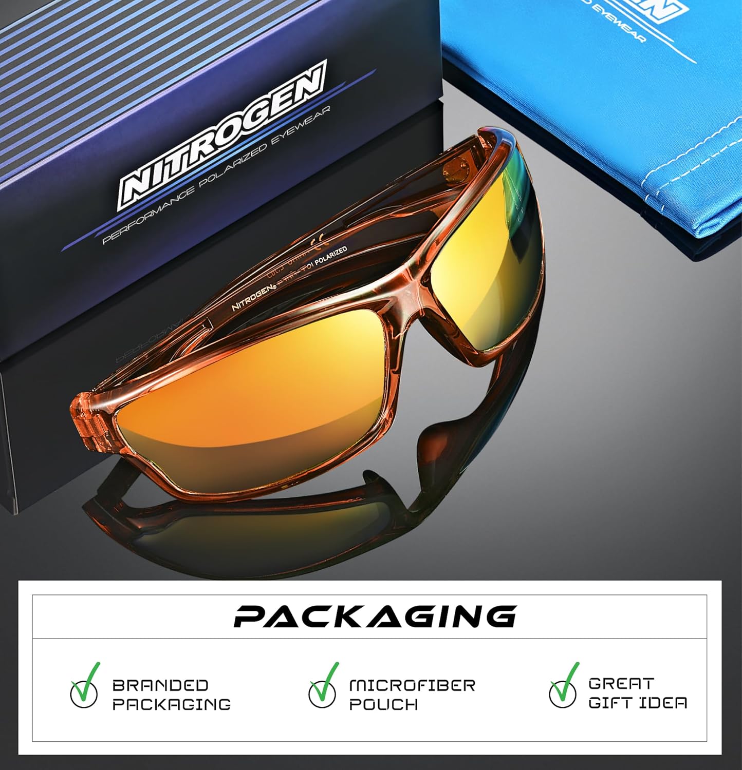 Nitrogen Polarized Wrap Around Sport Sunglasses for Men Women UV400 Driving Fishing Running Sun Glasses