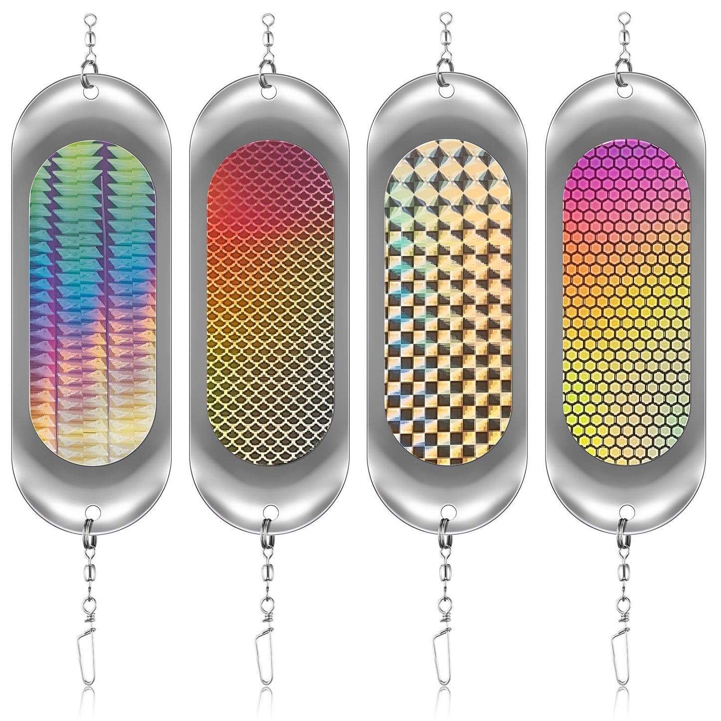 Glooglitter 4 Pcs Kokanee Dodger Fishing Dodgers Flashers for Trolling Lure Tackle Salmon Fish (4.5 Inch,Classic Color)