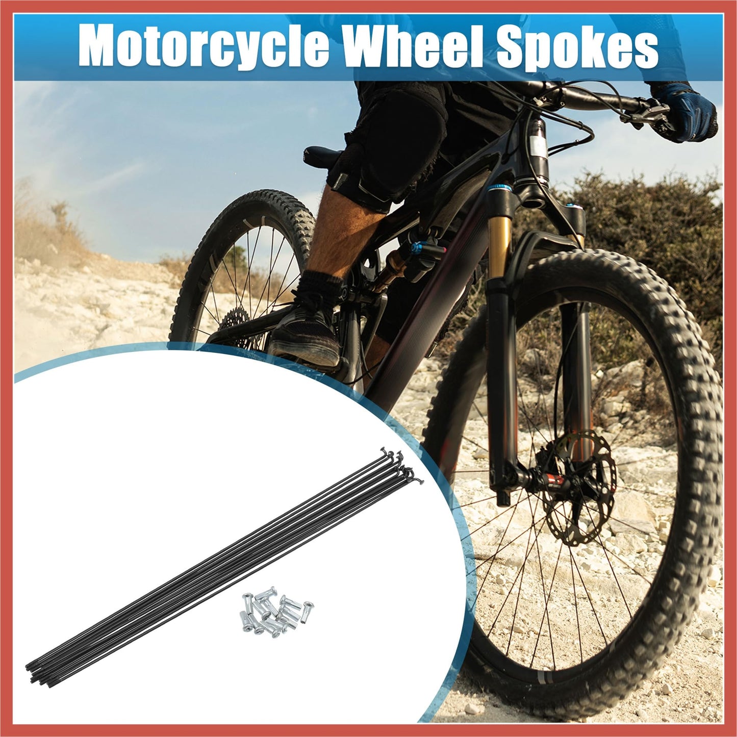 ACROPIX 12pcs 14G J Bend Bicycle Steel Spokes 290mm 11.42" Cycle Spokes with Brass Nipples Steel Spokes for Mountain Bike MTB Car Parts