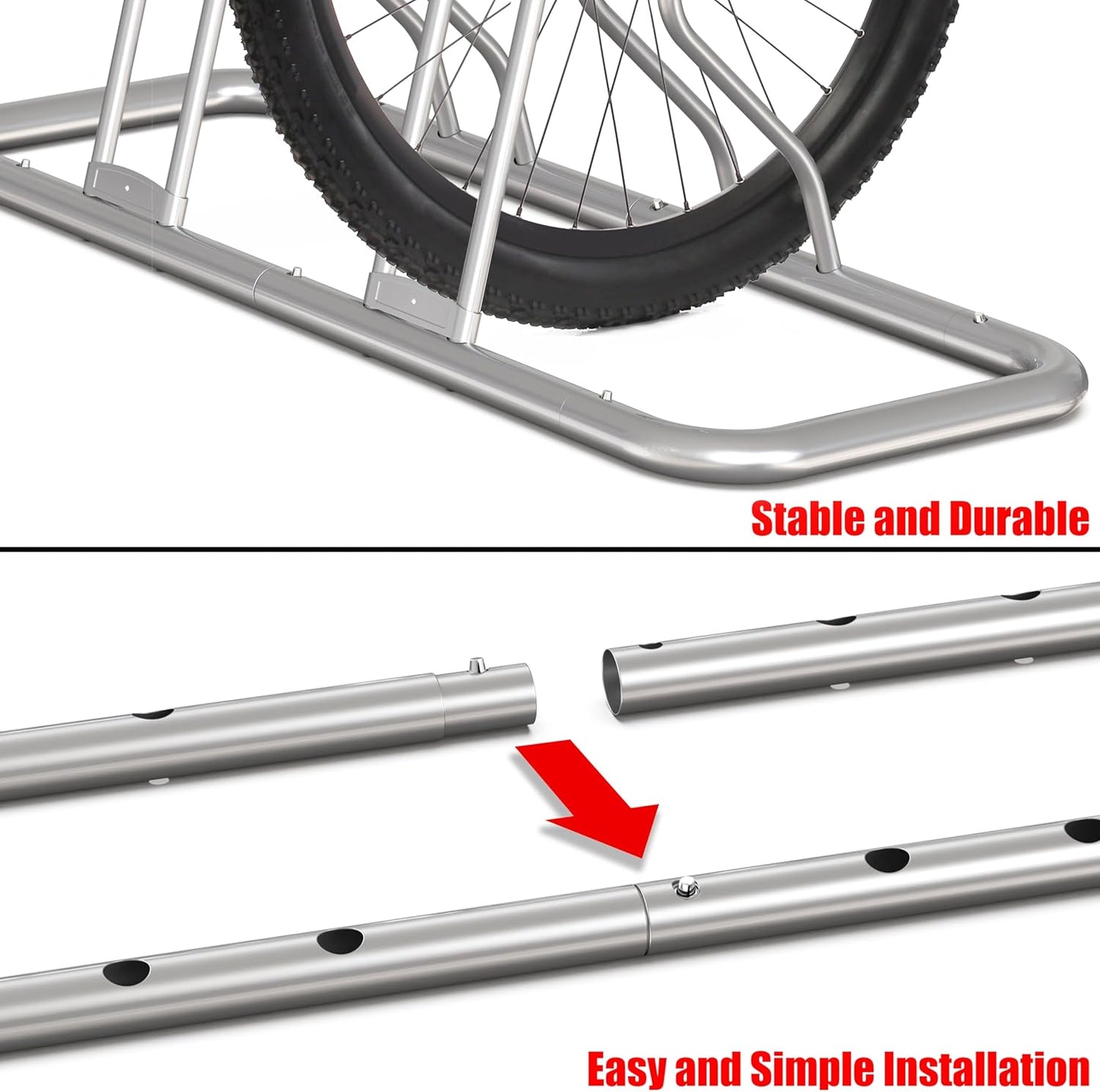Simple Houseware 5 Bike Bicycle Floor Parking Adjustable Storage Stand, Silver