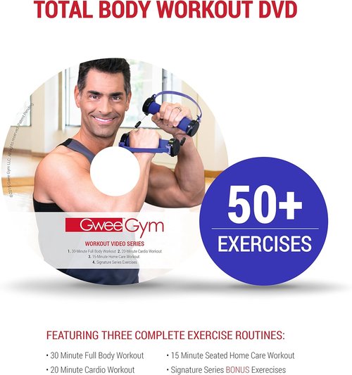 Gwee Gym - Resistance Bands Exercise Kit, LITE, Blue Exercise Bands, Build Lean Muscle with Workout Bands, Easily Portable, Includes an Accessory Kit, DVD, Travel Bag & Healthy Eating e-Book