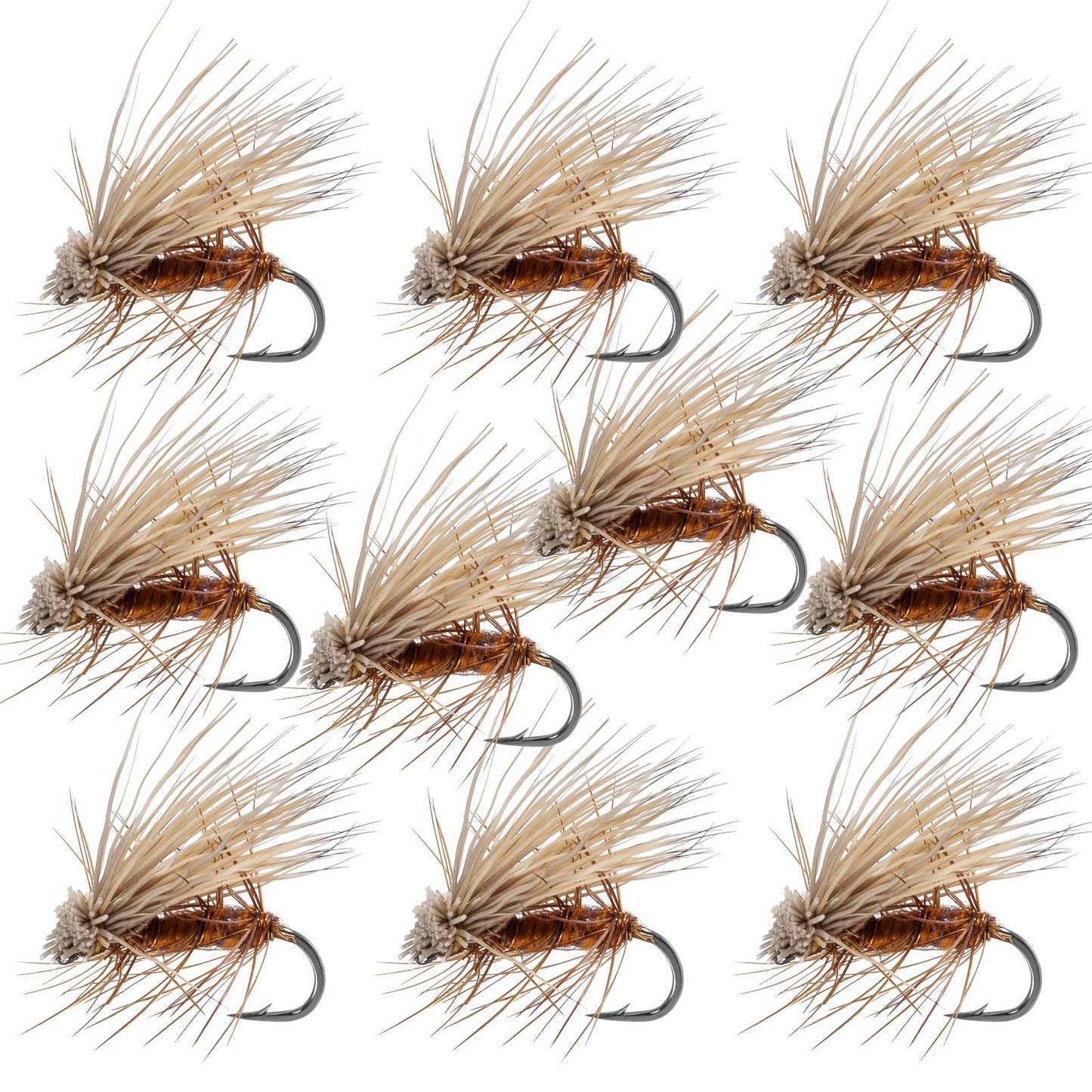 Alwonder Elk Hair Caddis Fly Kit, 10-Pack Caddisflies Dry Trout Flies Fly Fishing Lures Assortment with Storage Box, Size 16 Caddis Flies for Trout Fishing