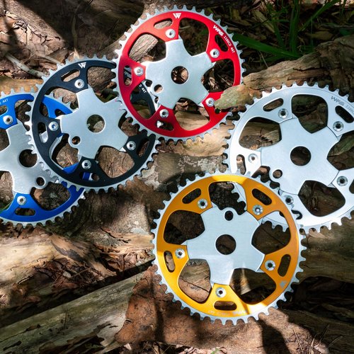 WFS Pulsar Chainring w/Spider Sprocket 44T 1/8" 110mm BCD 5 Arm Hole Old School BMX, Black, WFS3080-BO