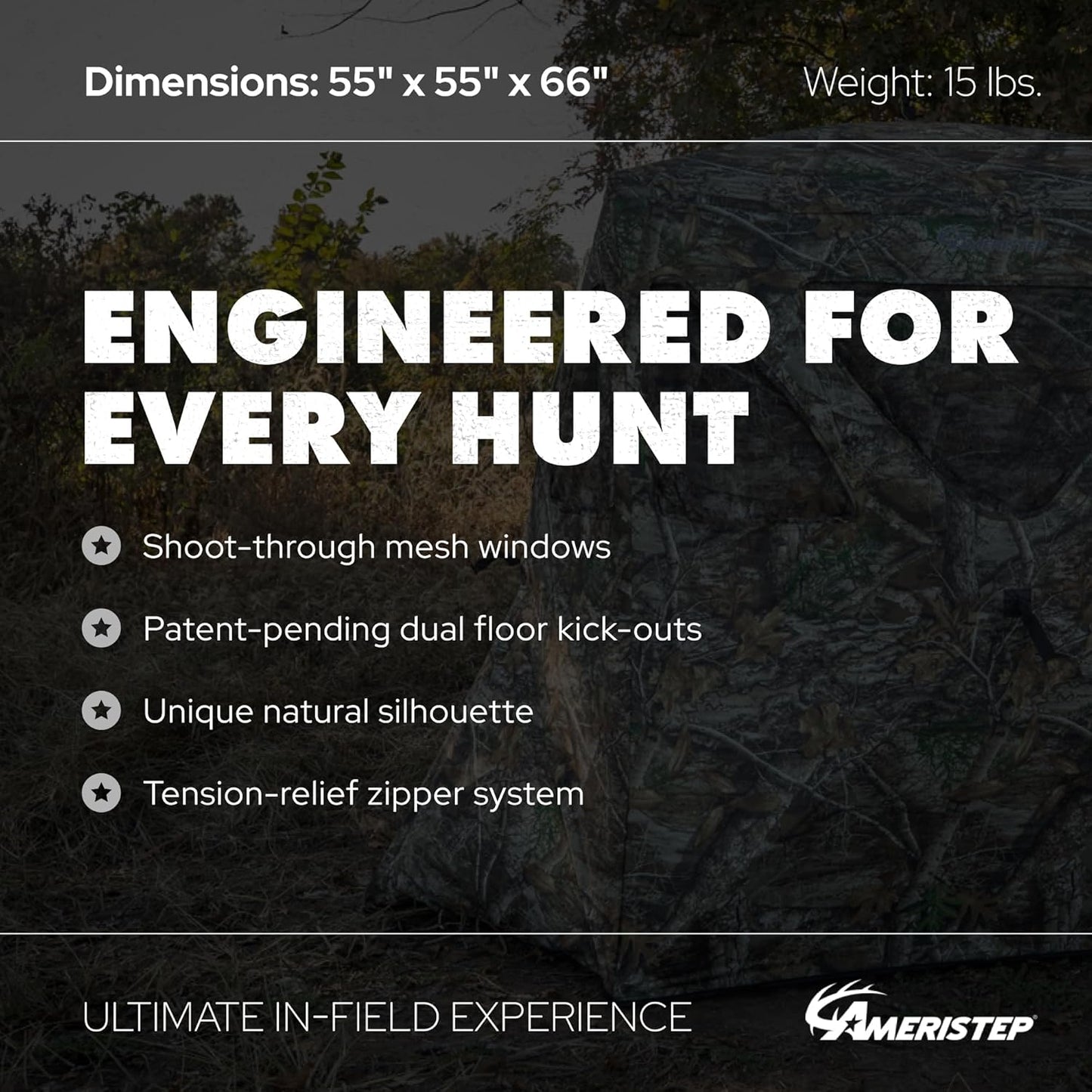 Ameristep Care Taker Kick Out Pop-Up Ground Blind, Premium Hunting Blind