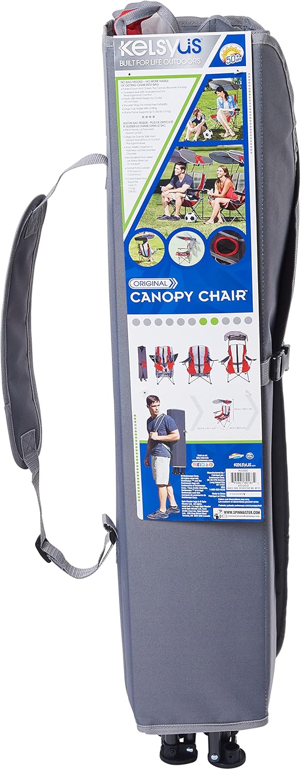 Foldable Canopy Chair for Camping & Tailgating - Kelsyus Grey/Red Outdoor Chair