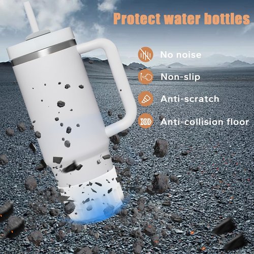 BOCHUANG Tumbler Boot for Simple Modern 40 oz Stanley Tumbler Silicone Sleeve 30oz Owala Bottle 24 oz Hydroflask Cup Boot Cover 40oz Quencher Water Bottle Rubber Bottom Hydro Flask Accessories, White