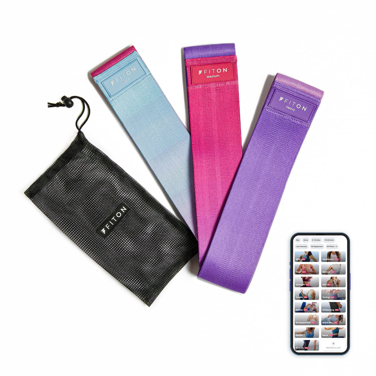 FitOn - 12"x4" Travel Sized Recovery Roller & Sculpt Resistance Bands Bundle - Workout Equipment Set for Gym and Home Exercise - Workout with Non-Slip Exercise Bands & Durable Foam Roller Set