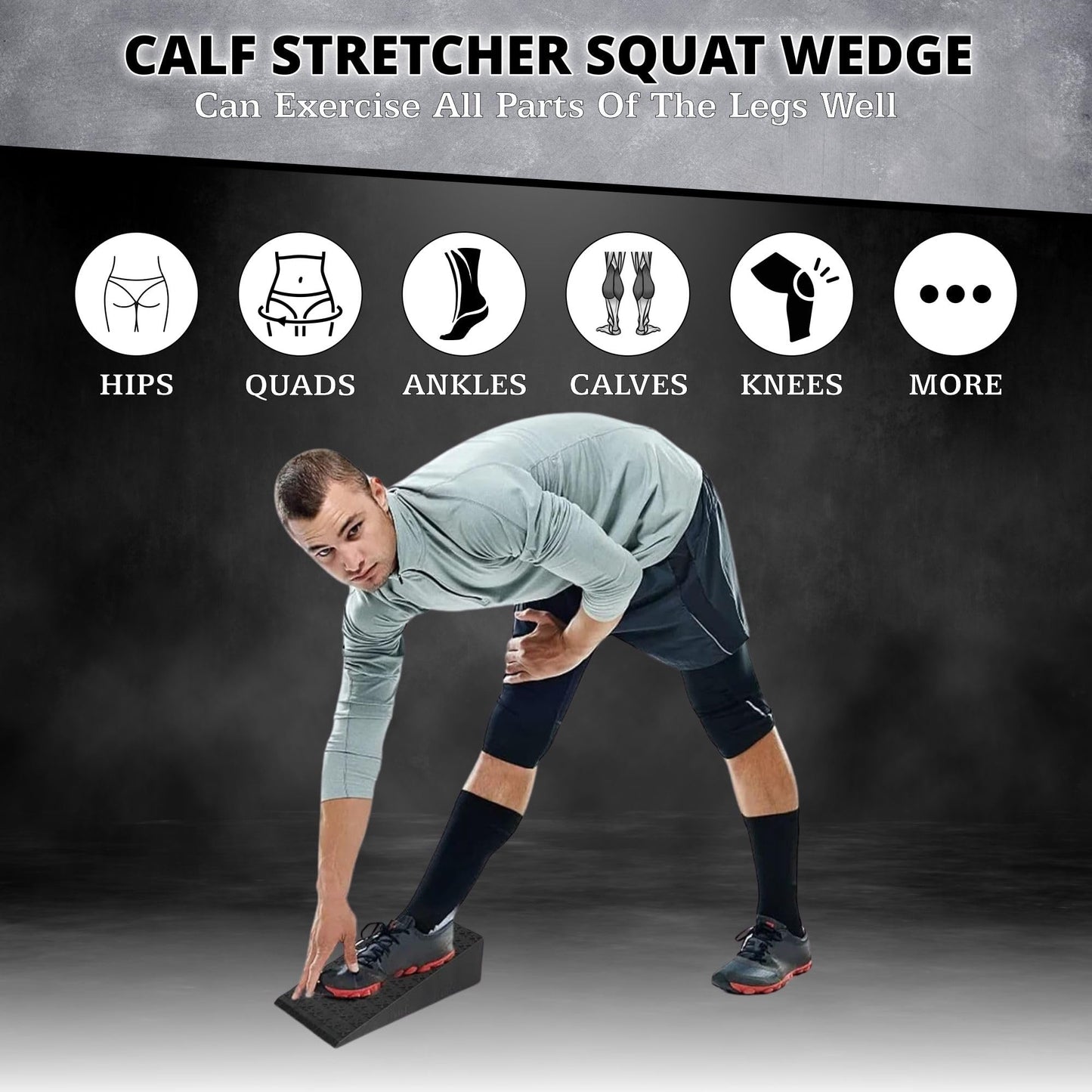 2 Pcs Versatile Squat Wedge Block for Heel Elevated Squat, Heavy-Duty Calf Stretcher Slant Board to Enhance Mobility, Balance & Strength Performance