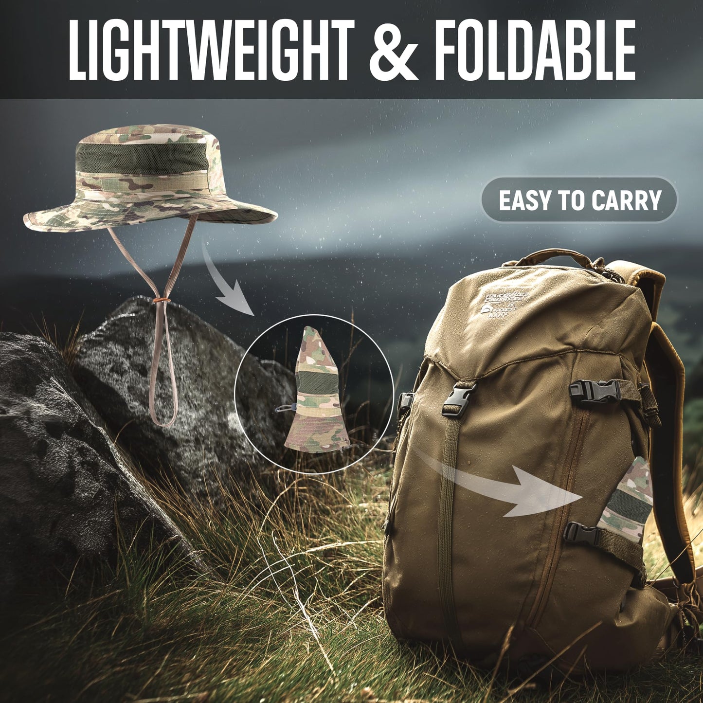 GLORYFIRE 2024 Update Boonie Hat Military Tactical Boonie Hats for Men Women Hunting Fishing Outdoor with Breathable Mesh Hole Camo