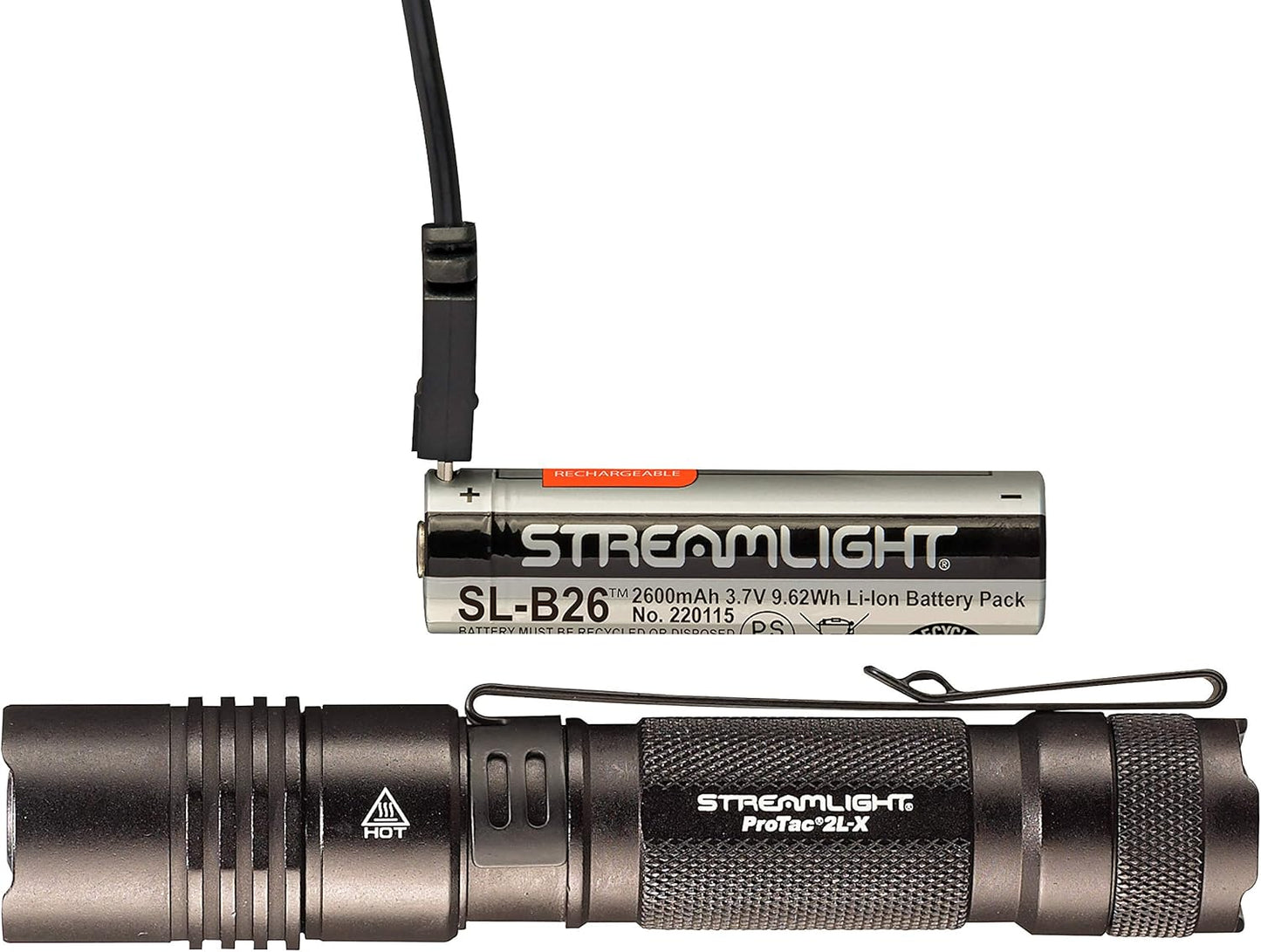 Streamlight 88082 ProTac 2L-X USB 500-Lumen 6800 Candela EDC High Performance Multi-Fuel Tactical Rechargeable Flashlight, Includes USB Cable, Holster, Clip, Retail Clear Packaging, Black