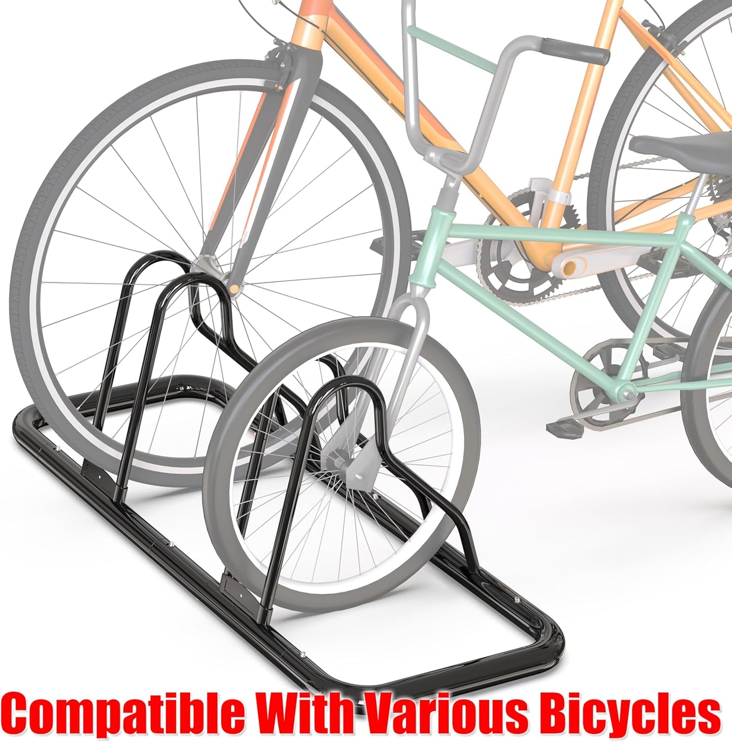 Simple Houseware 5 Bike Bicycle Floor Parking Adjustable Storage Stand, Silver