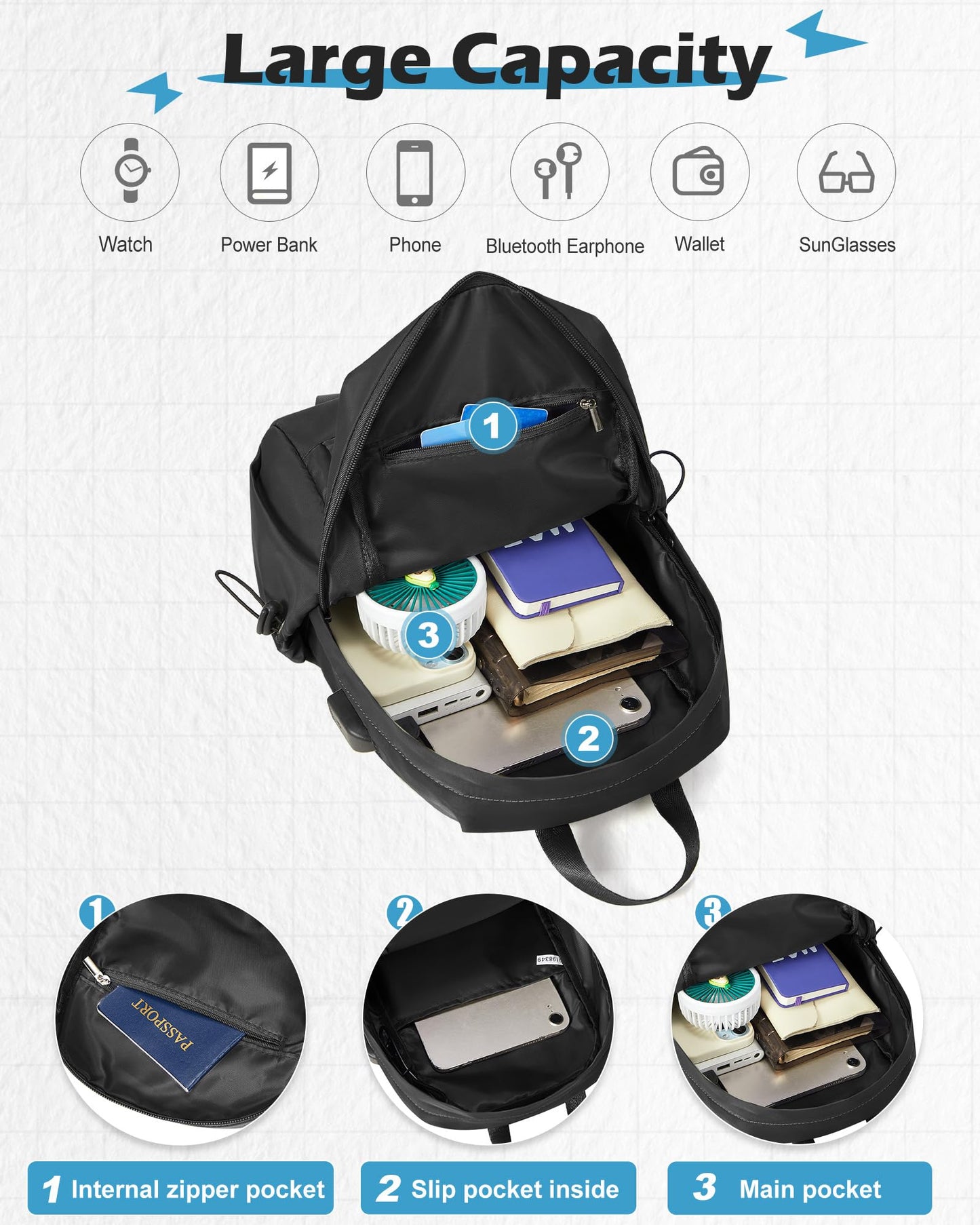 Black Crossbody Sling Backpacks Sling Bag for Men Women, Small Shoulder Backpack Motorcycle Chest Bags One Strap Backpack, Mini Chest Daypack for Casual Travel Hiking Gym Outdoor Sports