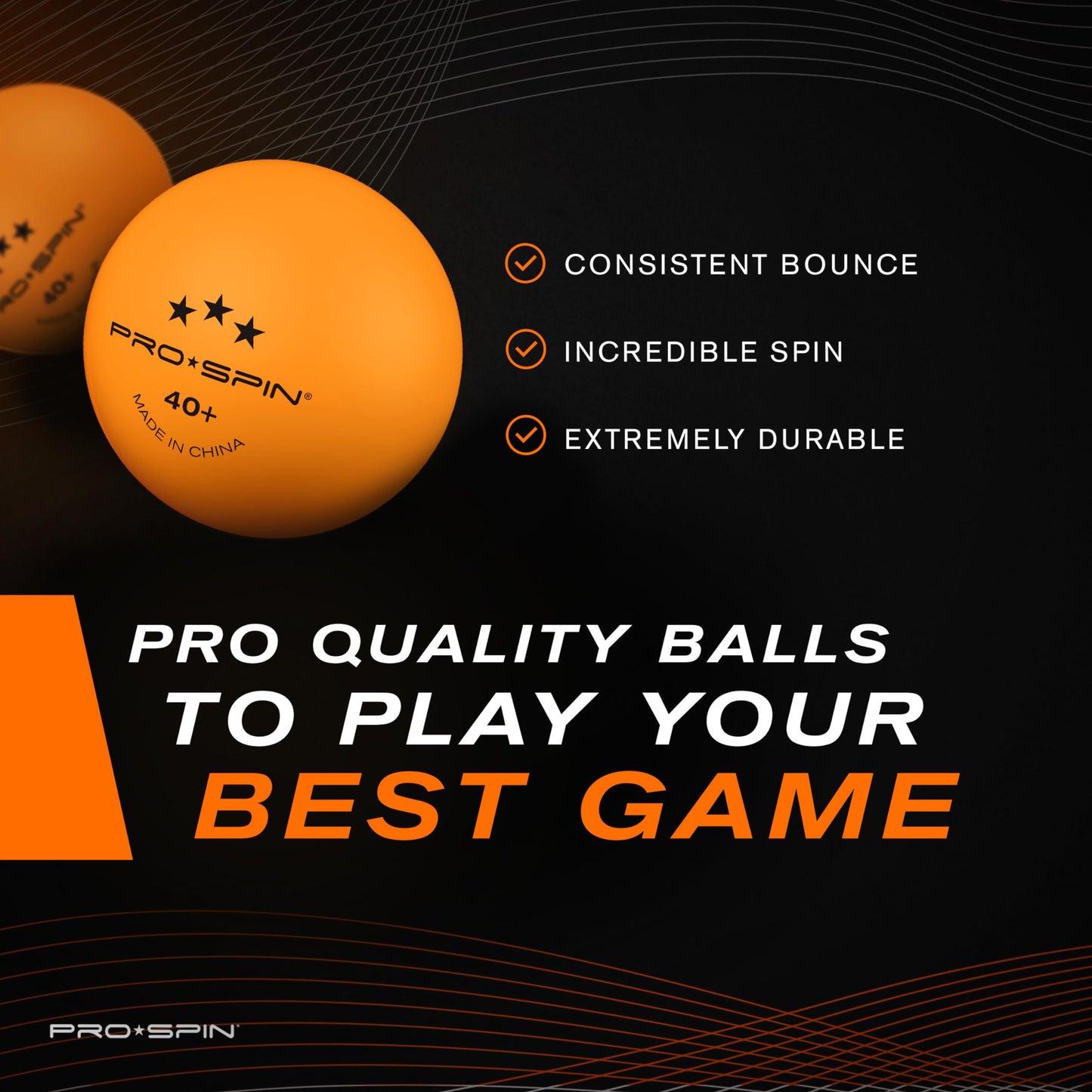 PRO-SPIN Ping Pong Balls - 3-Star Premium Orange Table Tennis Balls | High-Performance 40+ ABS Professional Quality | Ultimate Durability for Indoor & Outdoor Ping Pong Tables (Pack of 24)