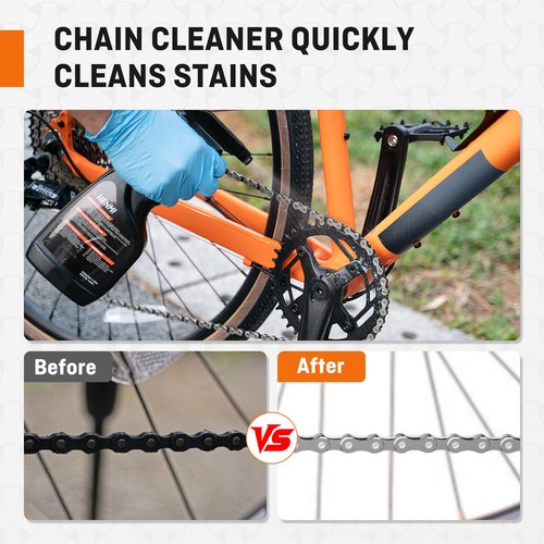 HENMI Bike Cleaning Kit and Chain Oil Lubricant with Bicycle Degreaser 500ML,Bike Chain Lube 100ML,Cleaner Brush Tool,Rear Cogs,Chainrings,Suitable for All Types