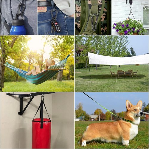 Heavy Duty Carabiner Clips, 880lbs - 3" Iron Carabiners for Keys, Gym, Camping, Hiking Accessories - D-Ring Keychain Hooks for Hammocks, Backpacks, Outdoor Gear