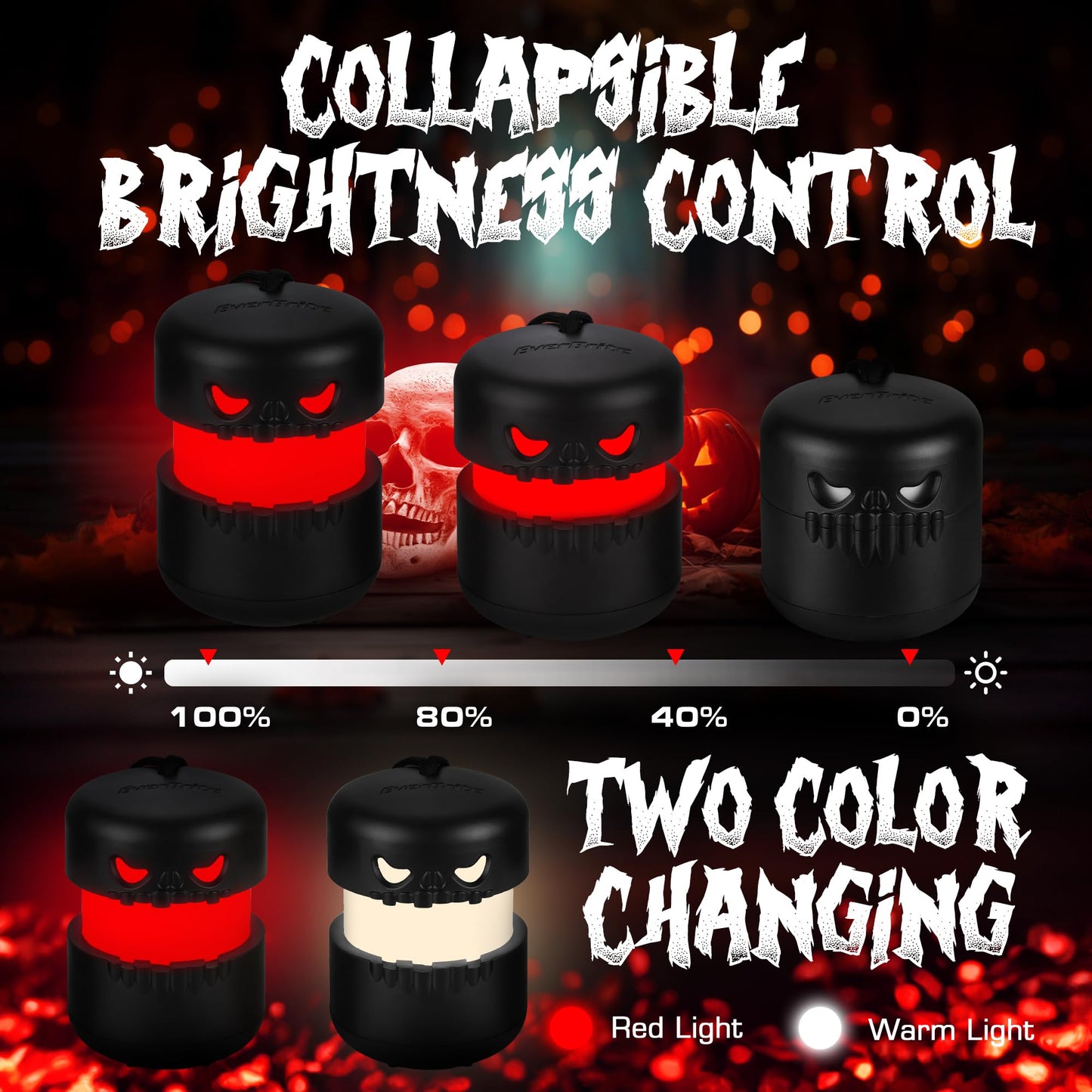 EverBrite 6-Pack Halloween Pumpkin Lantern 6-Pack Halloween Skeleton Camping Lantern