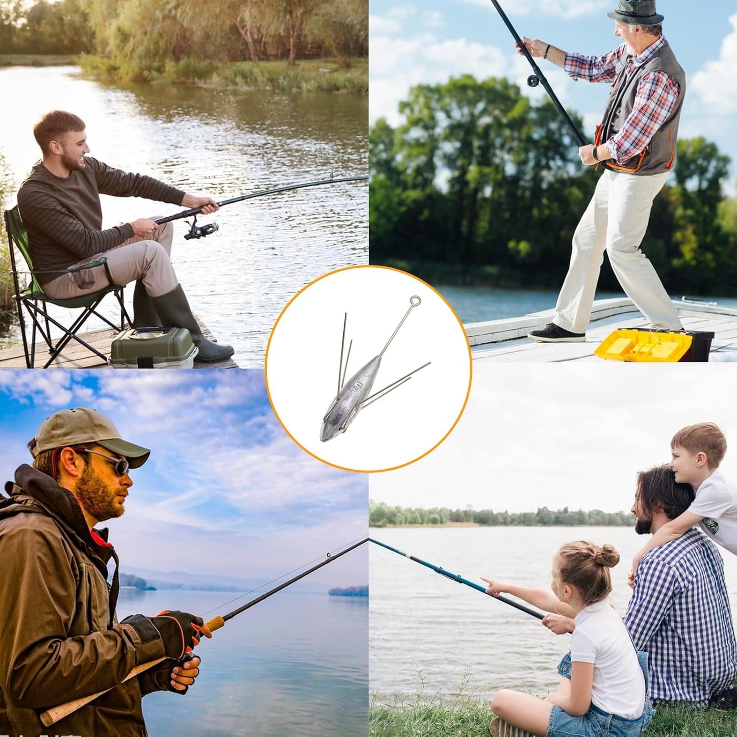 Gefischtter Sputnik Sinker Fishing Weights Lead Fishing Equipment Long Tail Surfing Casting Spider Sinkers for Catfish Saltwater Beach Sand Ocean (3oz - 4pcs)