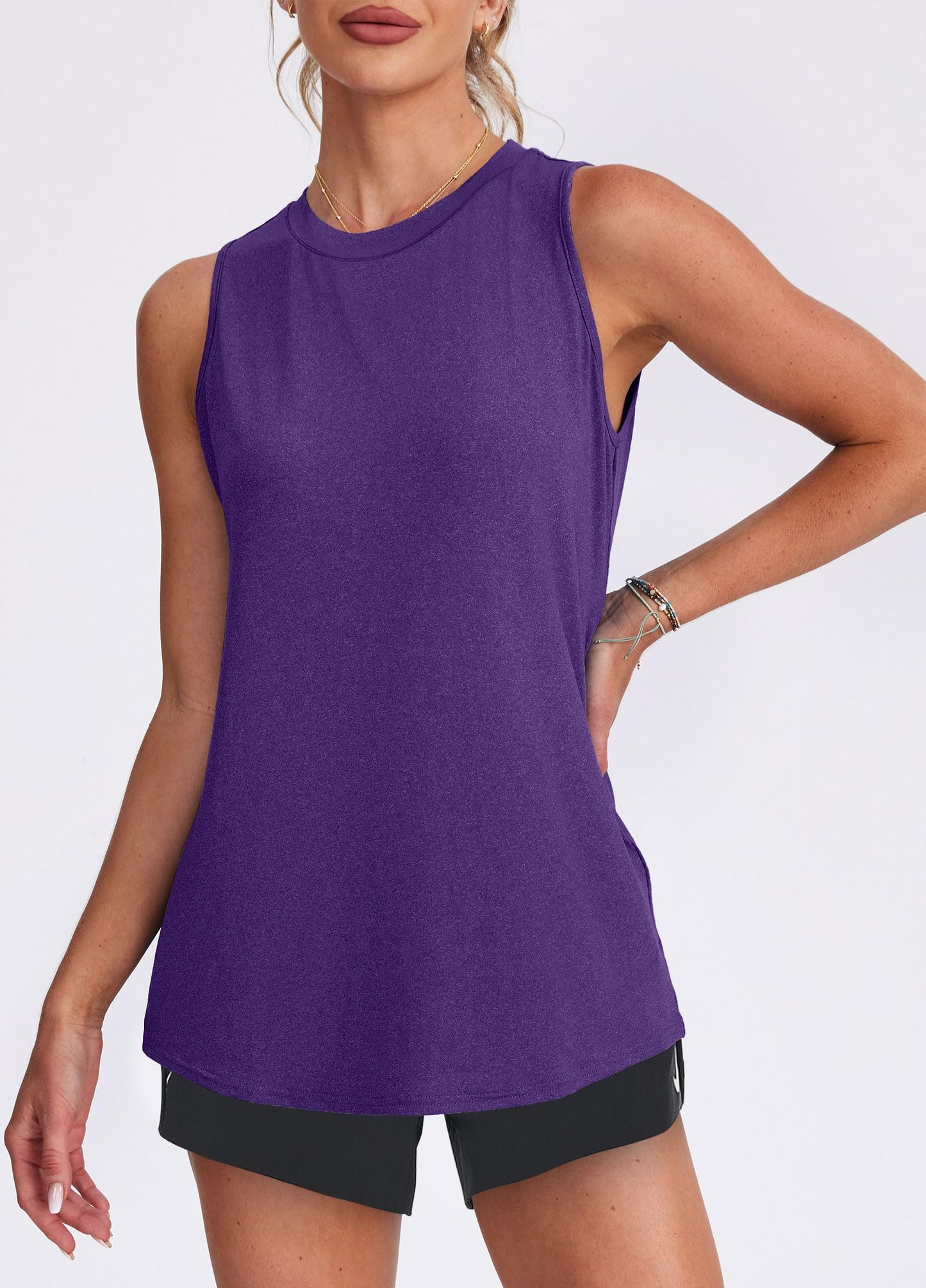 XIEERDUO Workout Tank Tops for Women Summer Sleeveless Sports Athletic Yoga Running Gym Shirts Dark Purple M