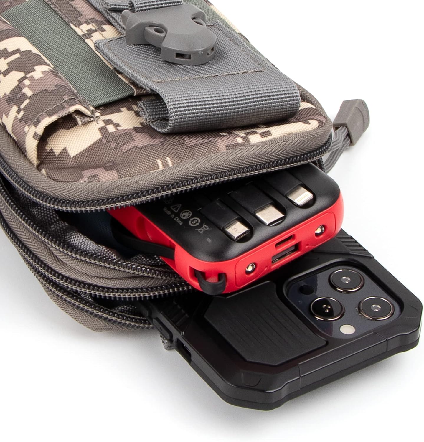 IronSeals Tactical Molle Pouch Compact Utility Waist Bag Phone Holster Holder for 4.7"-6.9" iPhone 15 Pro Max/15 Pro/14 Plus/14 Pro Max/14/13 Pro Max/13 Pro/12 Pro Max/11 Pro Max