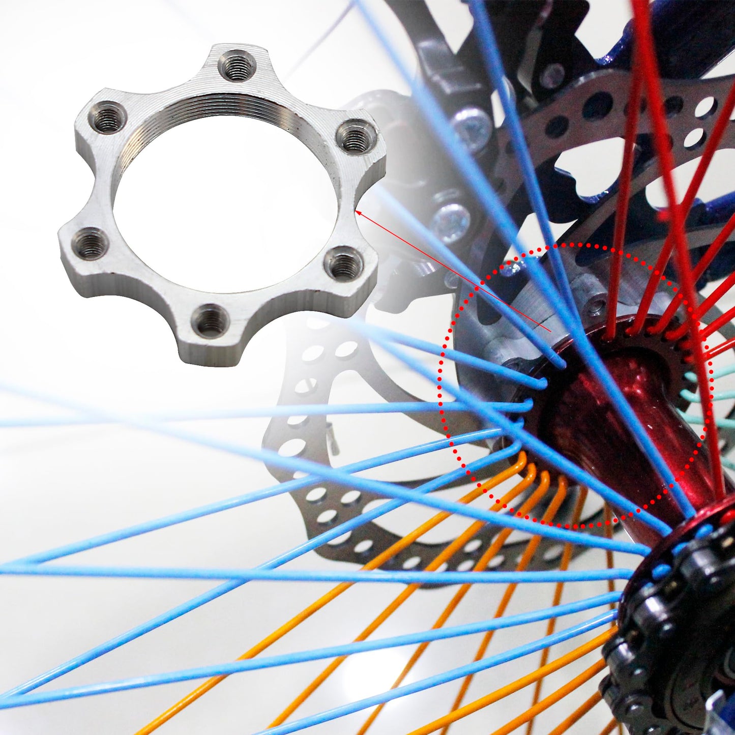 Generic 2 Pcs Bike Bicycle Freewheel Threaded Hubs Disk Disc Brake Rotor Aluminium Alloy 6 Bolt Flange Adapter Hub Conversion Adapter 44mm/1.73 Inch Cycling Accessories, silvery, zxcdslw001