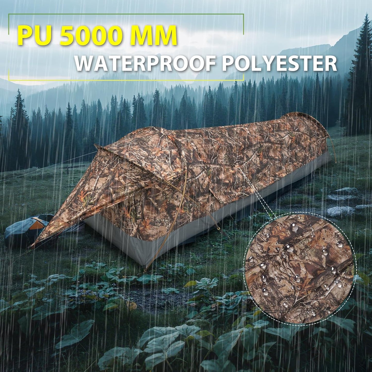 GEERTOP Ultralight Single Person Bivy Tent for Camp Waterproof 1 Man Tent for Camping Hiking Backpacking Hunting Outdoor Survival Gear - Easy Set Up