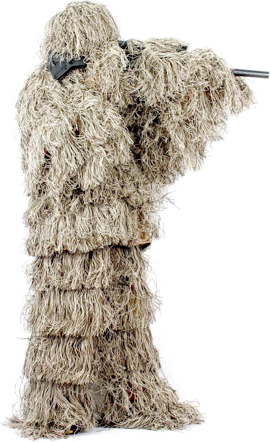 AUSCAMOTEK Ghillie Suit for Men Gilly Suit for Hunting Halloween Costume Airsoft Paintball Hood Rifle Wrap Included