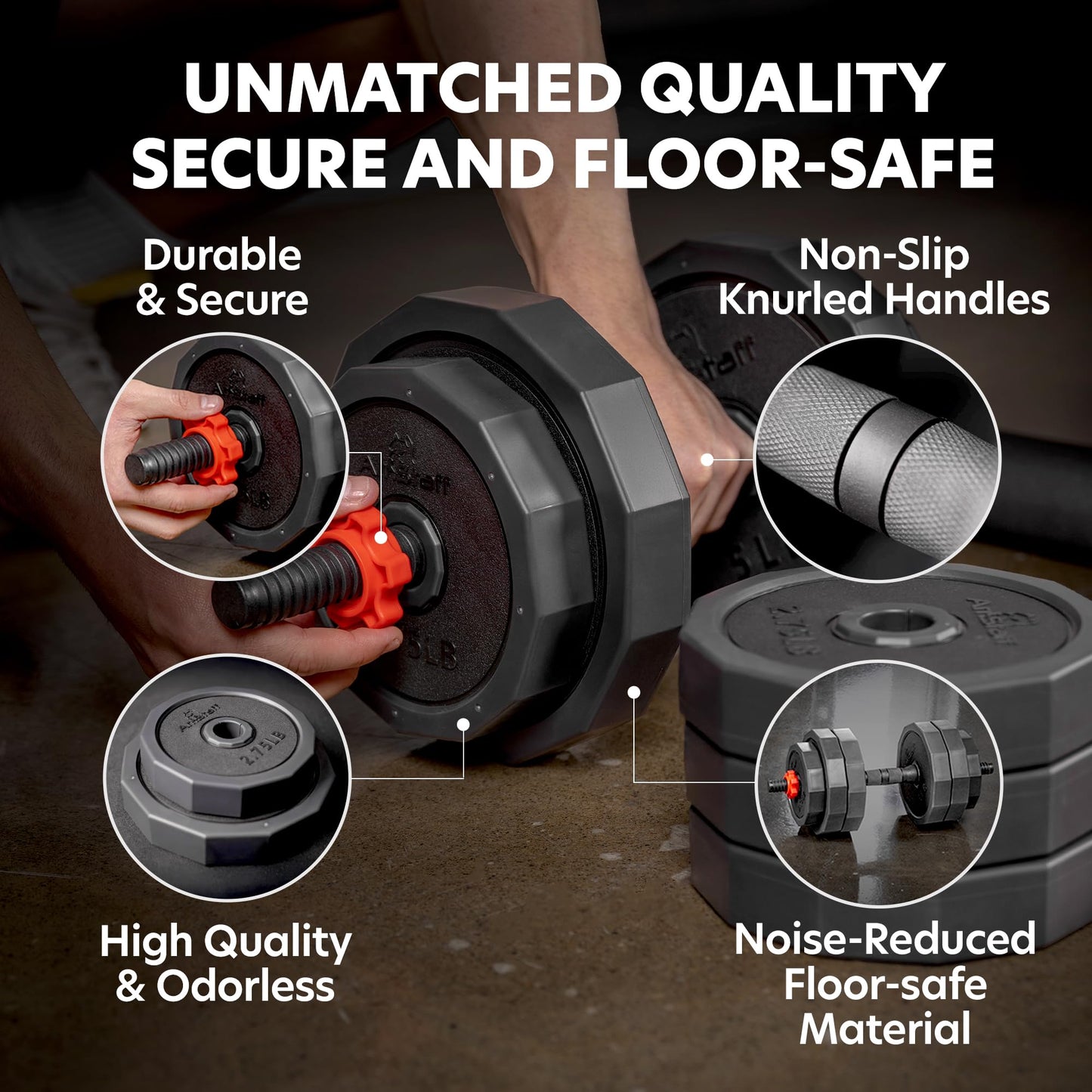 AmStaff Fitness 3-in-1 Adjustable Set: Dumbbell, Kettlebell, Barbell, 12-Level Weight Adjustment, Multi-Use Home Gym Gear for Men & Women (42lb)