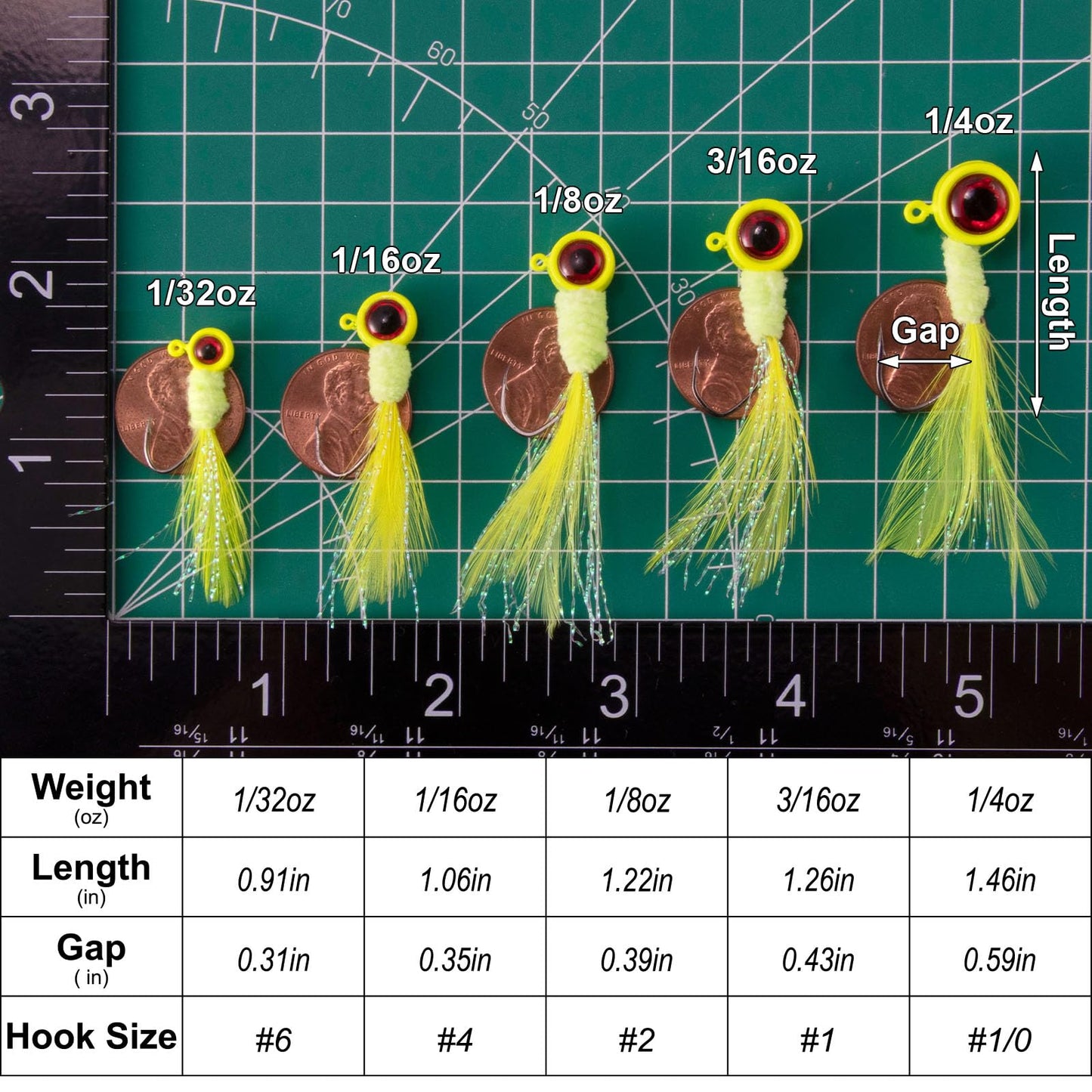 Dr.Fish 10 Pack Crappie Jig Marabou Jig Hand-Tied Freshwater Ball Fishing Jig Hooks Sickle Hook Bass Trout Panfish Bluegill Walleye Fluorescent Yellow 1/16oz