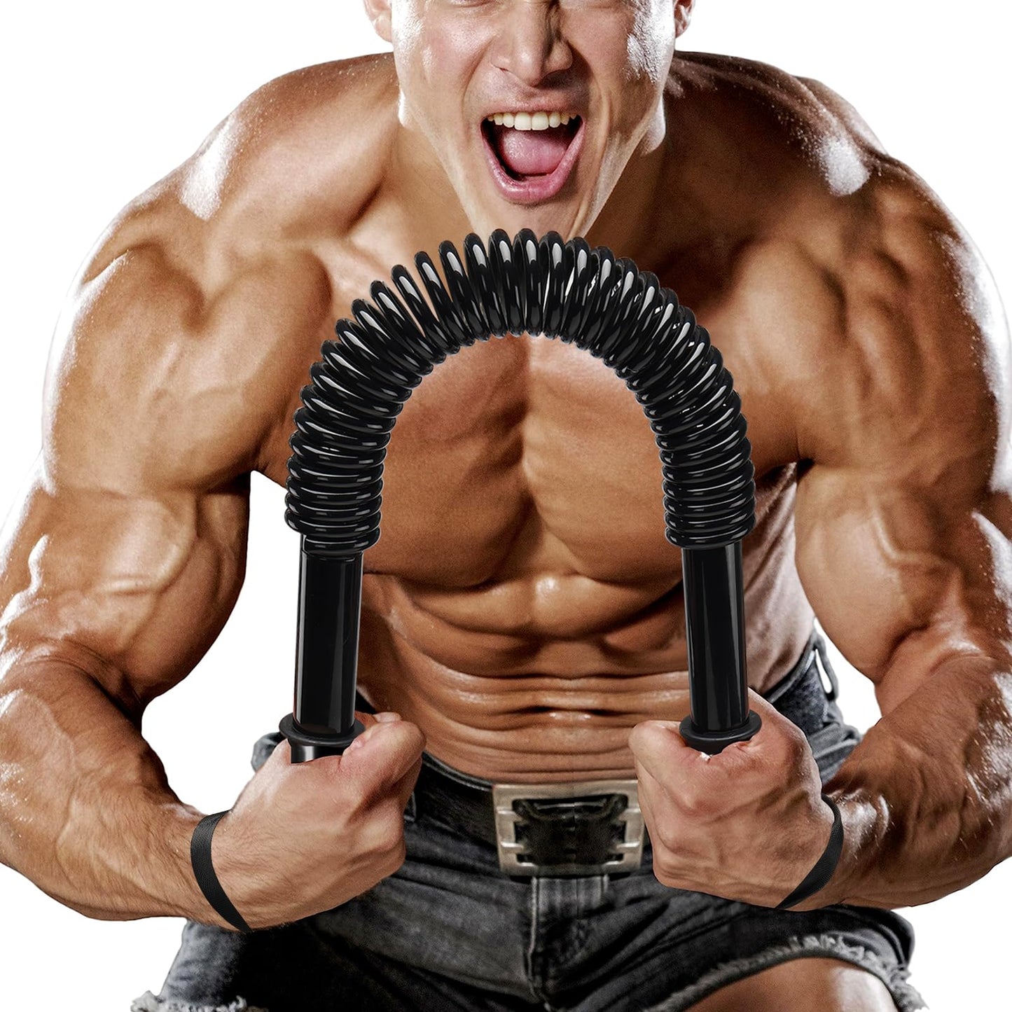 JAOTREL Power Twister Bar, Upper Body Strength Training Bar, Heavy Duty Arm Builder for Chest Shoulder Forearm Bicep and Arm Strengthening Workout Equipment (66, Pounds)