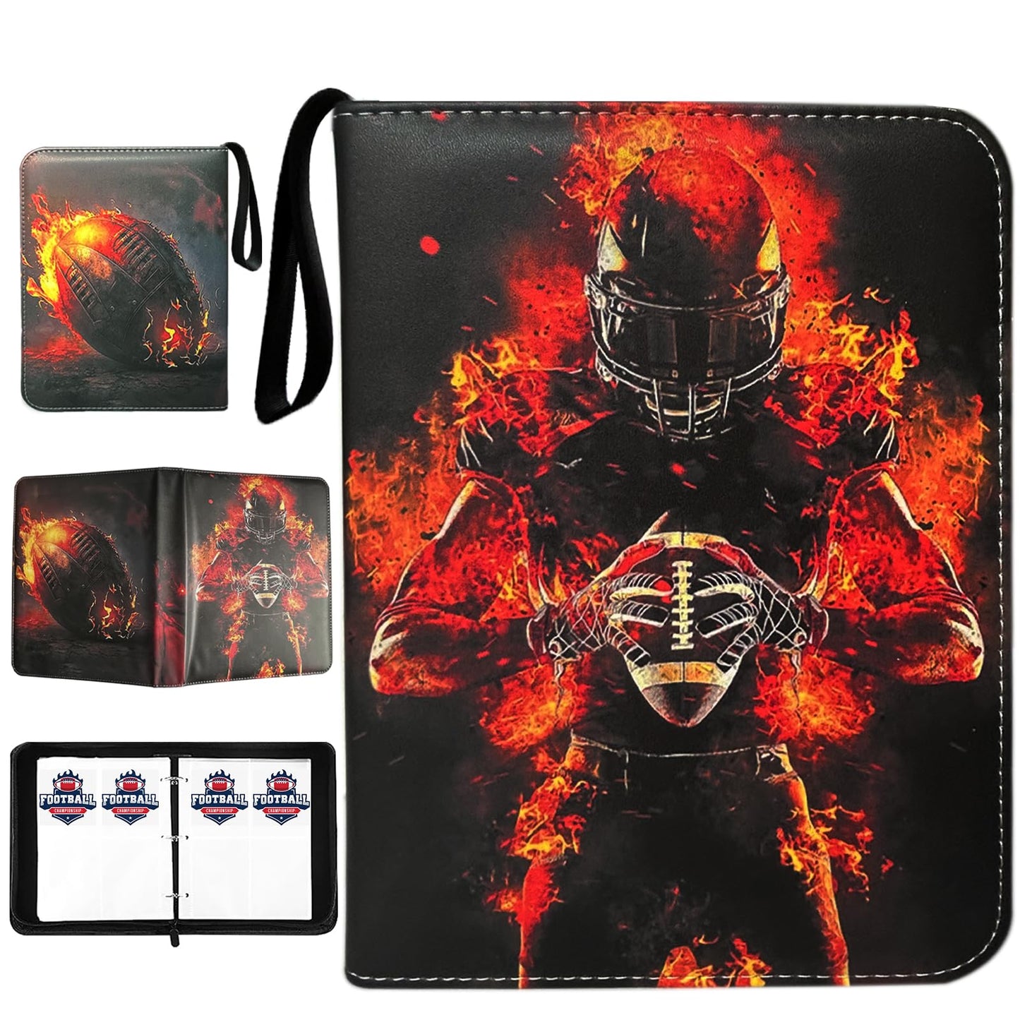 Football Card Binder with Sleeves, 400 Pockets Football Card Holder Protectors Albums, Card Storage Organizer Case Compatible with Trading Card and Other Sports Cards