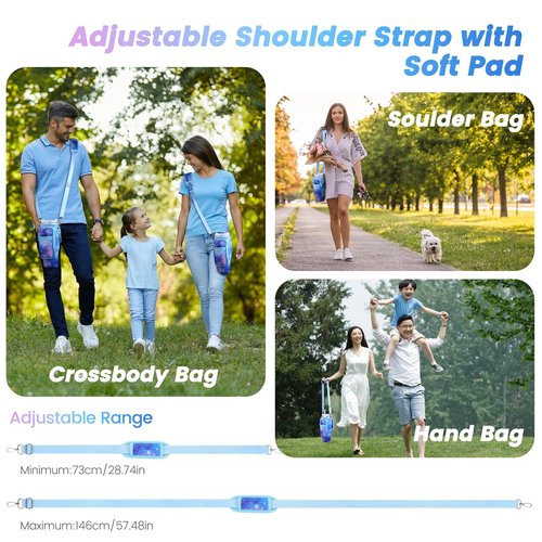 OUTXE Water Bottle Carrier Bag for 40oz Stanley Tumbler with Handle& Simple Modern, Water Bottle Holder with Adjustable Strap& Phone Pocket, Water Cup Pouch for Walking, Travel (Blue Starry Sky)