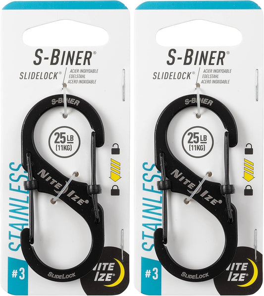 Nite Ize LSB3-01-R6 S-Biner SlideLock Dual Locking Carabiner, Size #3, Stainless
