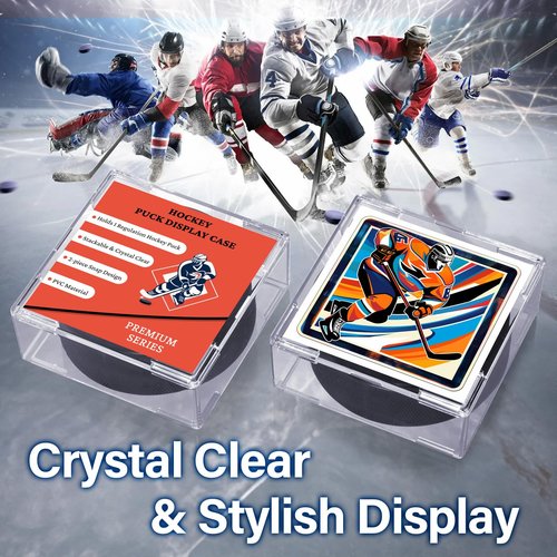 MewVeer Hockey Puck Display Case, 8 Pack Acrylic Holder for Official Size Pucks, Gifts for Hockey Collectors and Enthusiasts, Premium Display Box for Collectibles