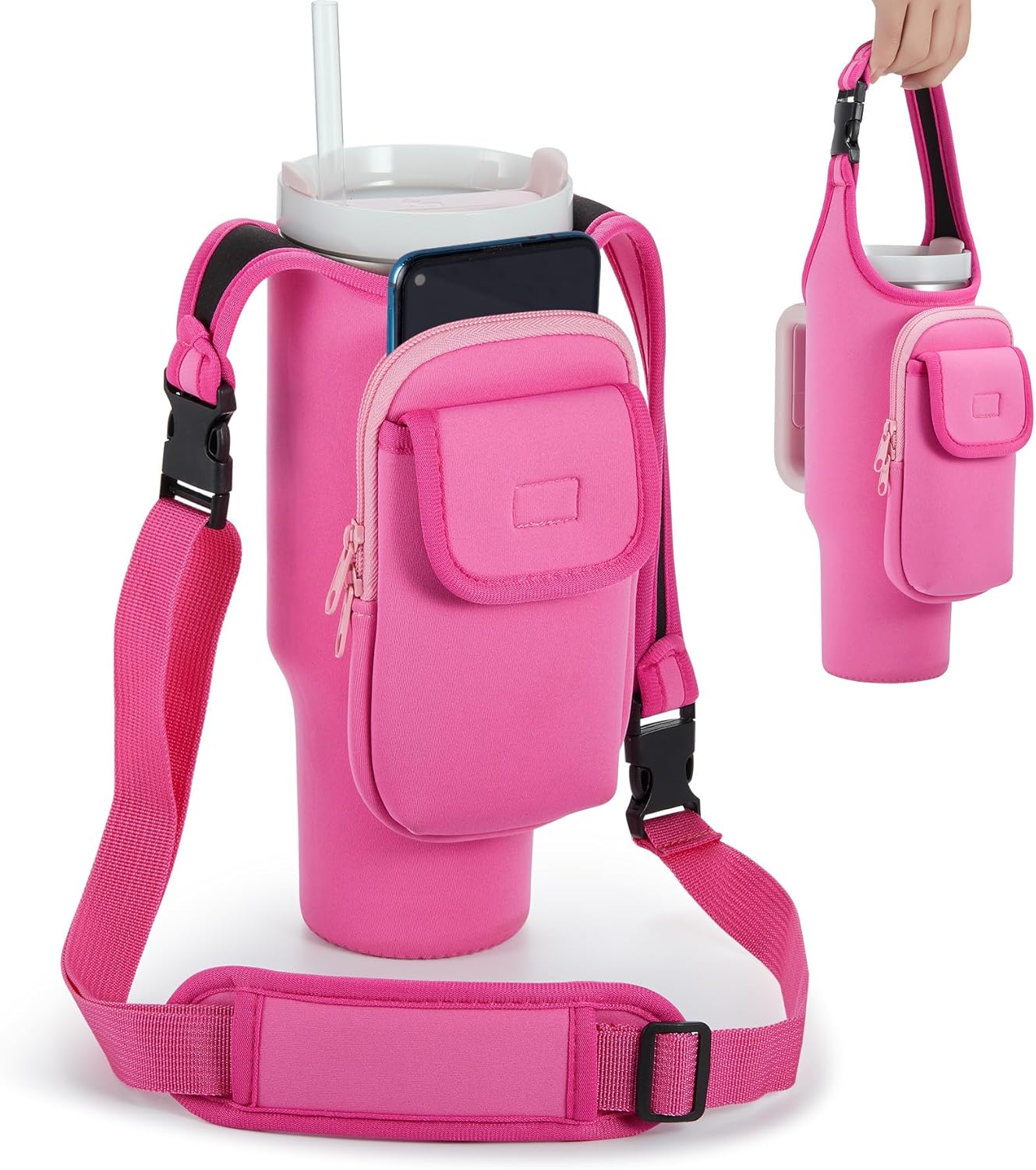 Insulated Neoprene Carrier Bag for Stanley 40/30oz Tumbler | Phone & Flap Pockets