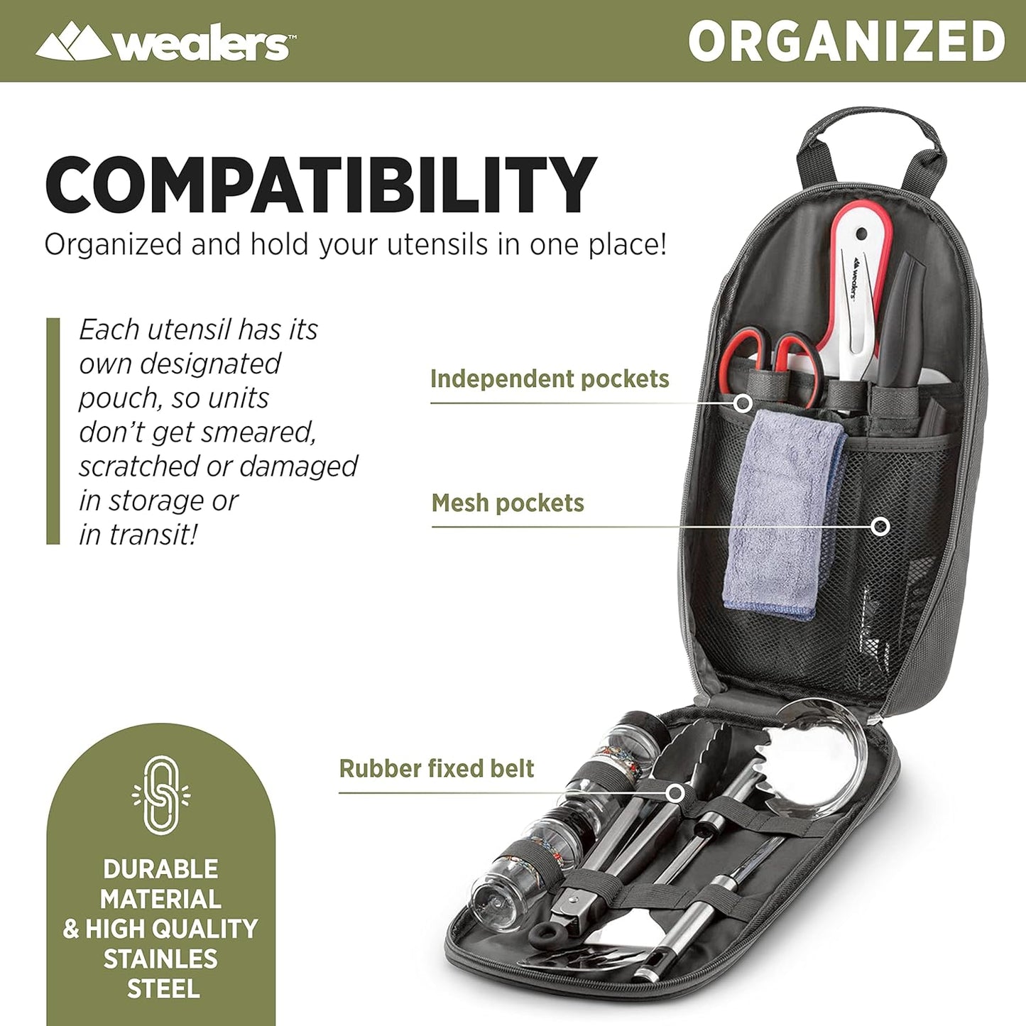 Portable Camp Kitchen Utensil Set - Compact BBQ Accessories & Travel Organizer for Hiking & Backpacking