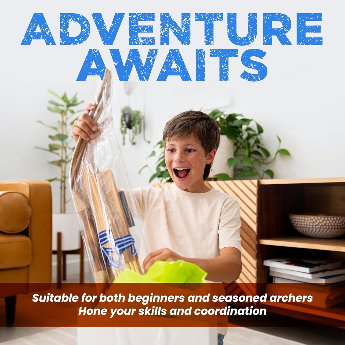 Adventure Awaits! - 2-Pack Handmade Wooden Bow and Arrow Set - 20 Wood Arrows and 2 Quivers - for Outdoor Play