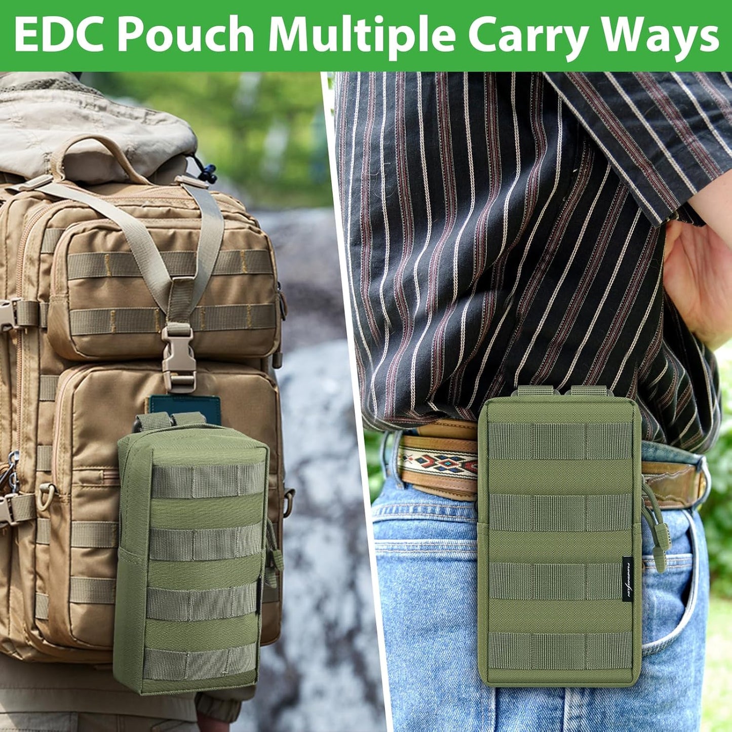 FUNANASUN 2 Pack Molle Pouches Tactical Pouch Small Molle Pouch Compact Water-Resistant EDC Pouch Molle Bag