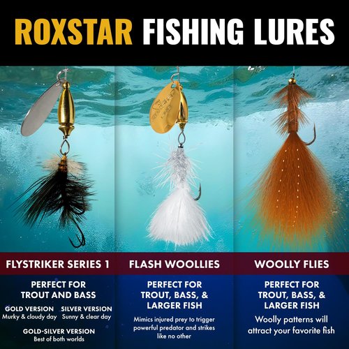RoxStar Fly Strikers New Flash-Buggerz Series | We Perfected The in-Line Spinner | Hand-Made in The USA | Most Versatile Fishing Spinner for Trout, Bass, Pike, Panfish