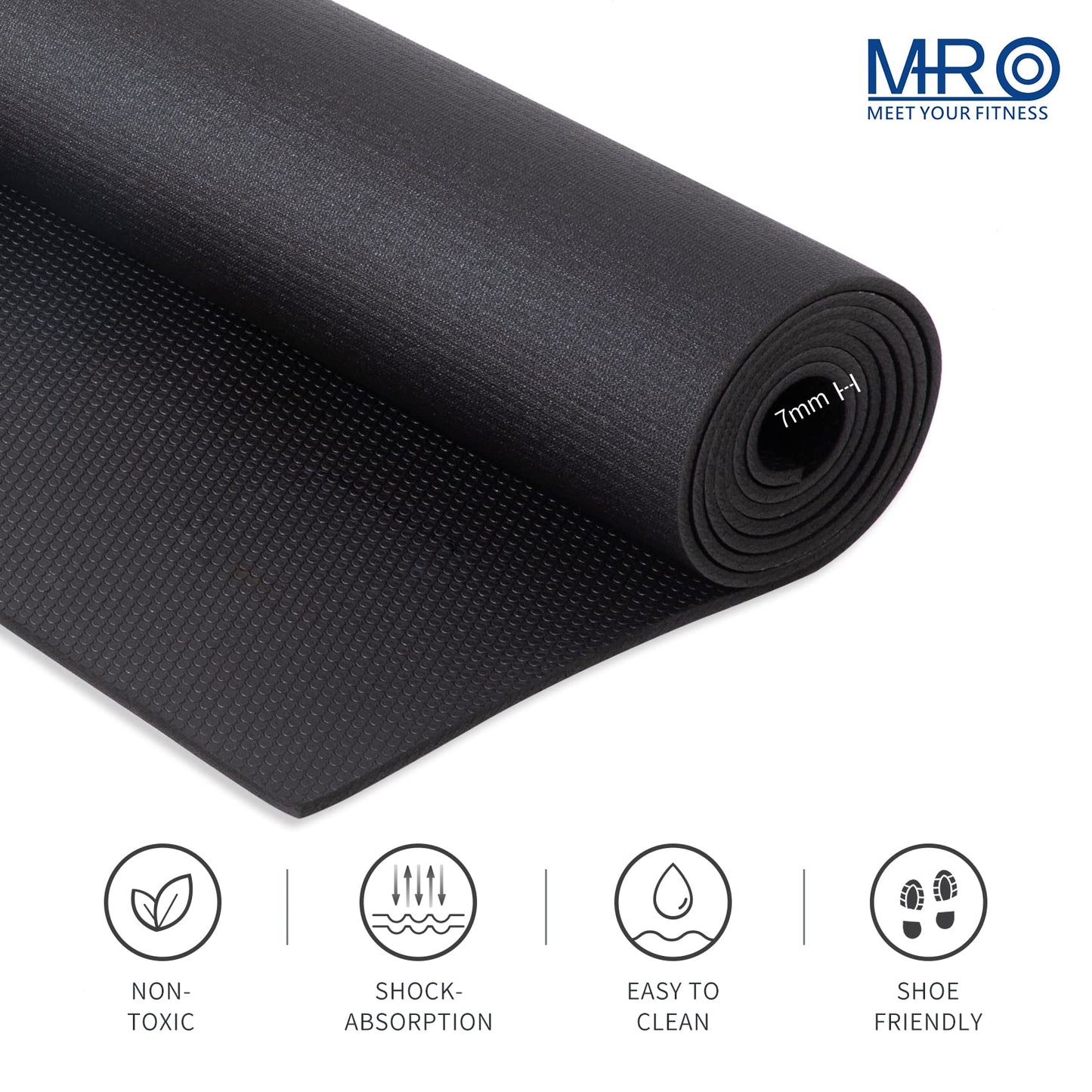 Extra Large Exercise Mat 12' x 6' x 7mm and Yoga Knee Pad,Workout Mats for Home Gym Flooring，Thick Gym Mat Durable Cardio Mat, Ideal for Plyo, MMA, Jump Rope, HIIT, Weightlifting - Non-Slip