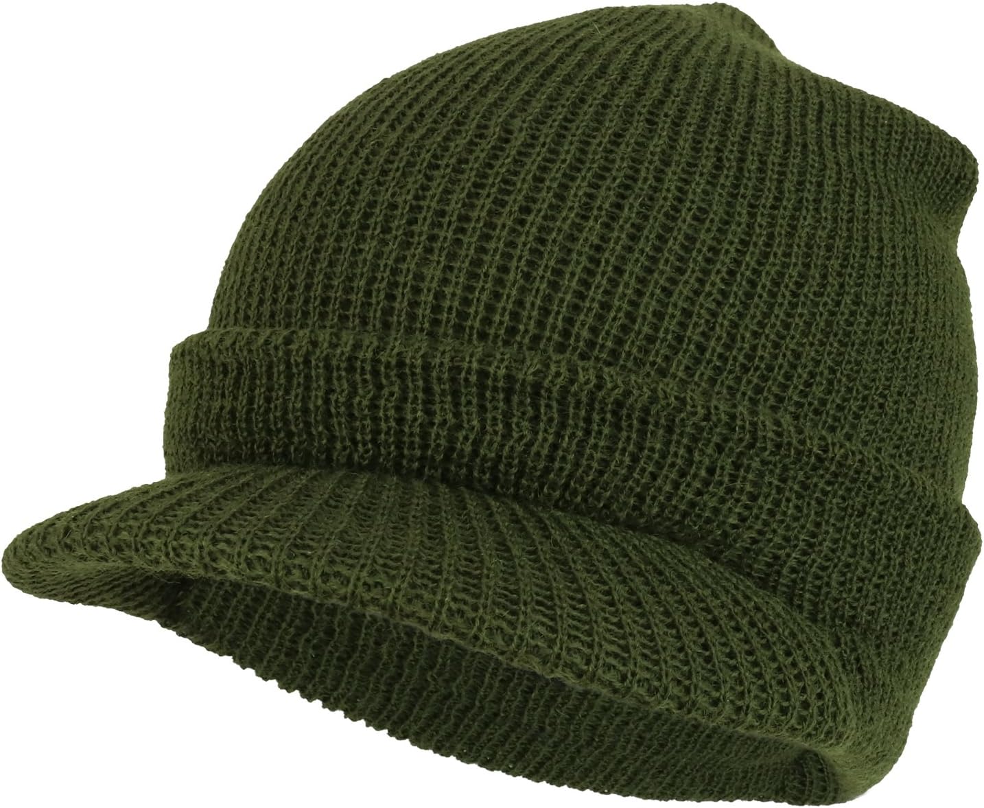 Armycrew Made in USA Government Issue Wool Ribbed Visor Beanie Cap
