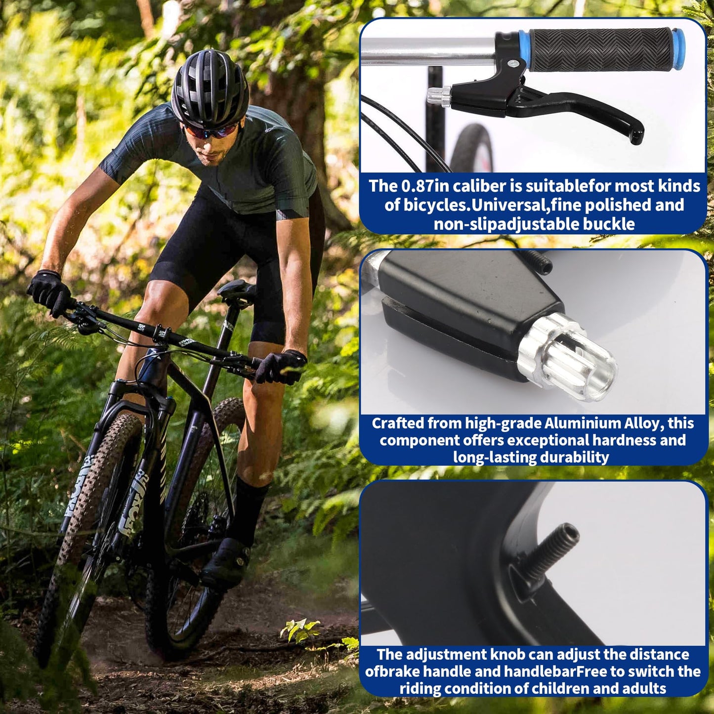 Gashwer Universal 2.2cm Bike Brake Levers Aluminum Alloy V-Brake Handlebar Bicycle Brake Handle for Most Bicycle, Mountain Bike, Road Bike 1 Pair (Black)