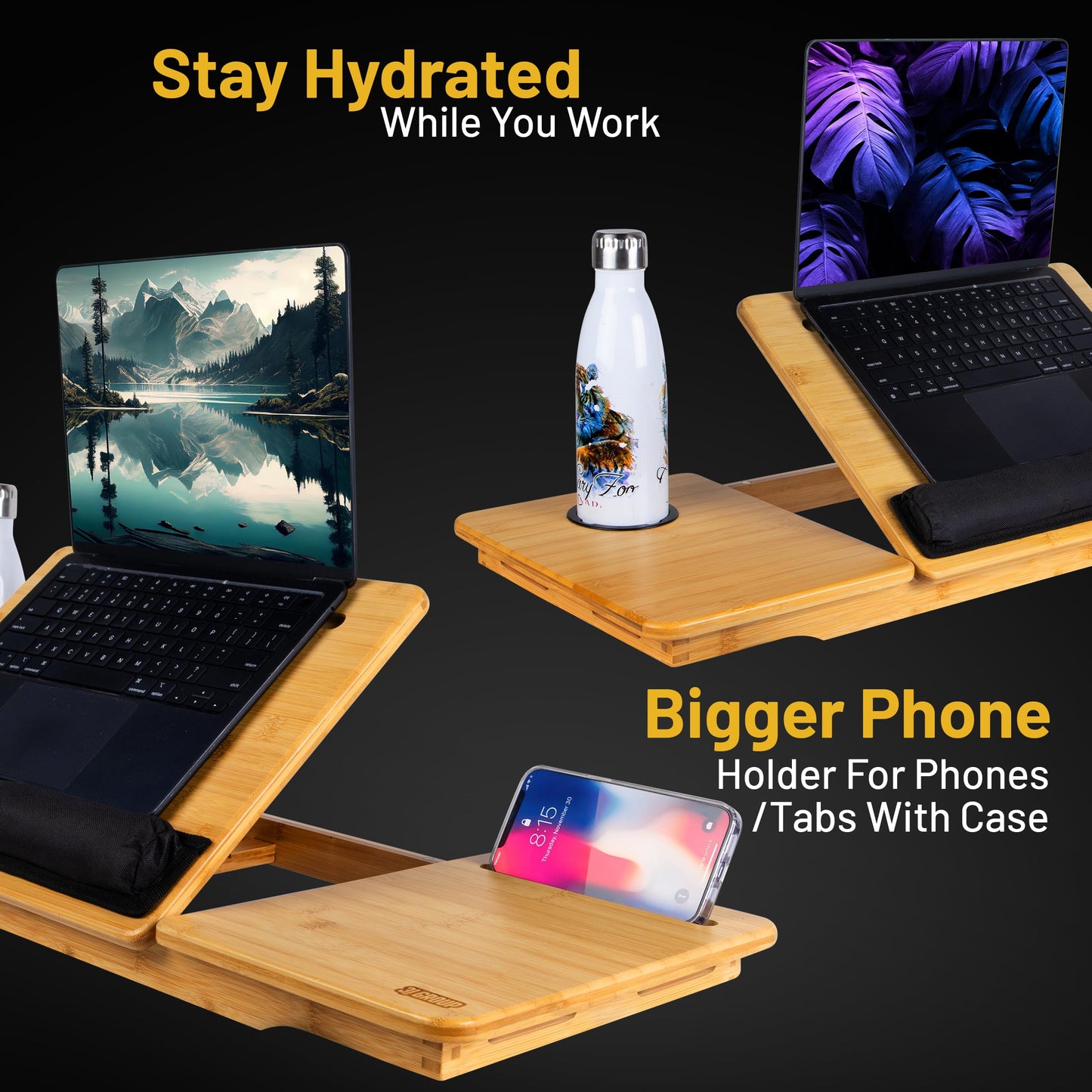 3J Group Treadmill Desk Attachment - Desk for Treadmill with Comfortable Wrist Rest Stable Straps Cup Holder Anti-Slip Pads Walking Desk Treadmill and Phone Slot, Fits Up to 32 Inch