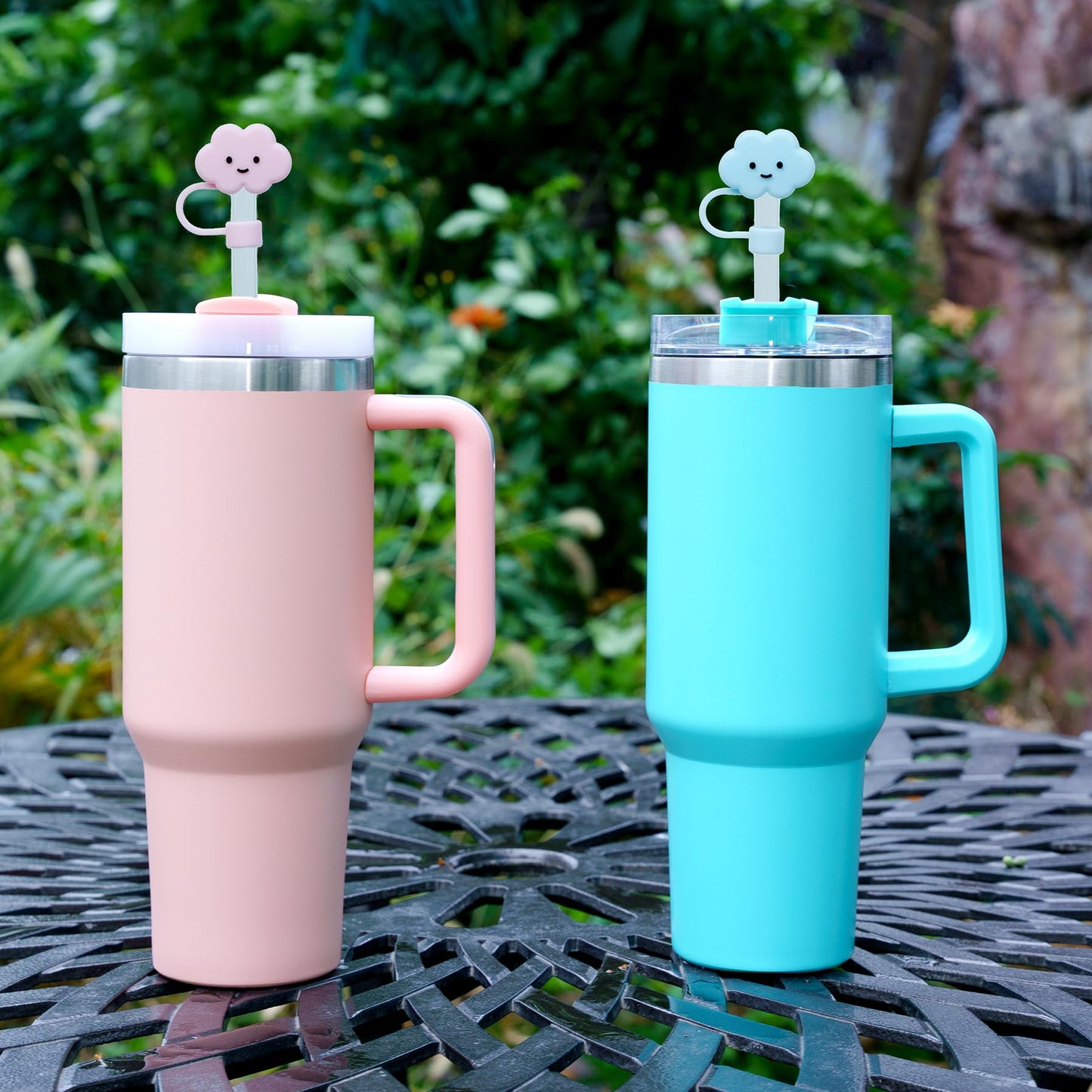 Jahao 4 Pcs Straw Cover Cap for Stanley Cup Cute Silicone Straw Topper for 40 oz 30 oz or 20 Oz Water Bottle Tumbler Dust-Proof Drinking Straw Reusable Straw Tips Lids, 0.4in/10mm Diameter